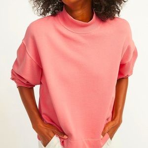 Old Navy Oversized Garment-Dyed Mock-Neck Plus-Size Sweatshirt in Dogwood (pink)